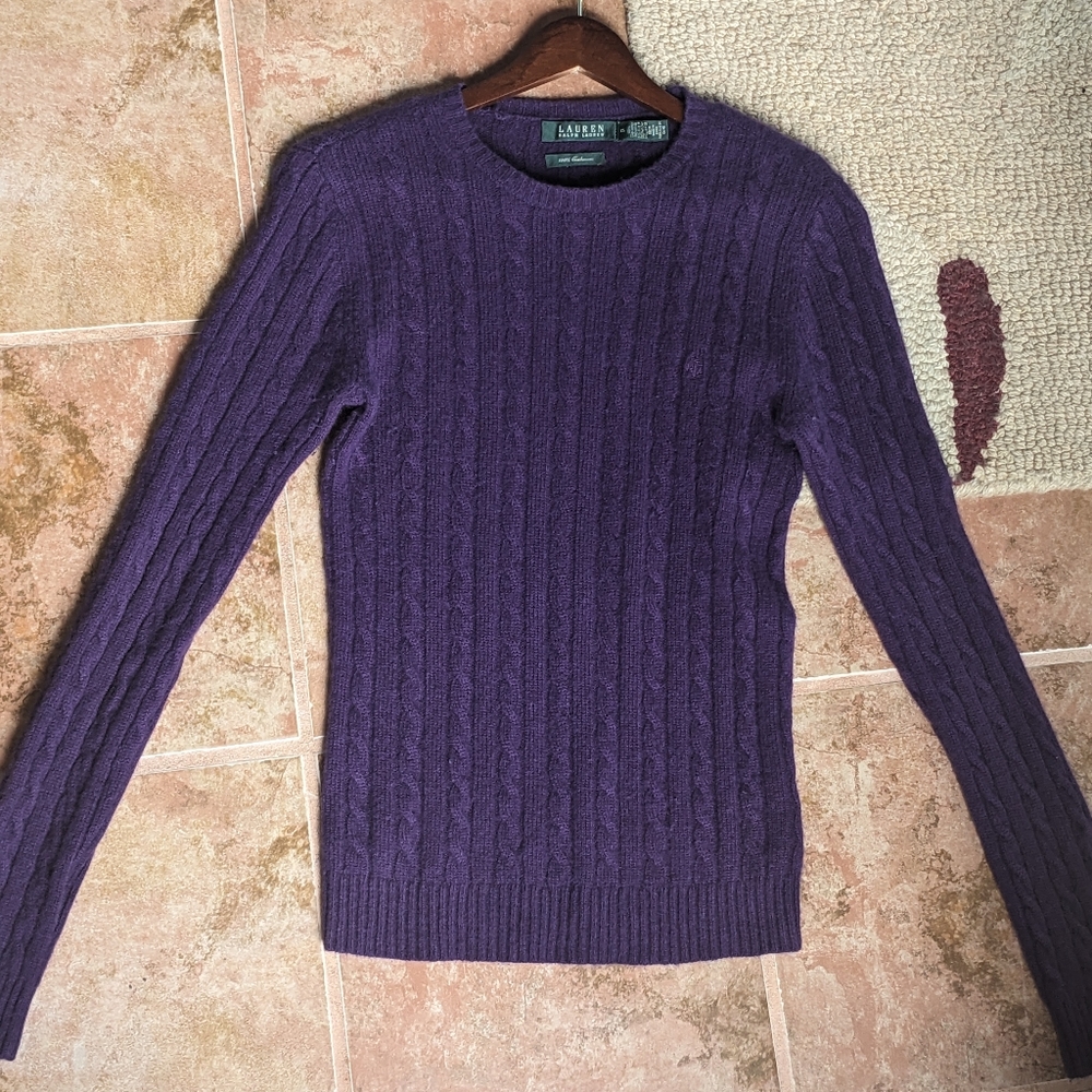 Ralph Lauren XS Purple 100% Cashmere Sweater